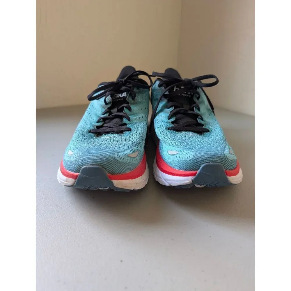 Hoka One Mens Clifton 8 Lace-up Road Running Athletic Shoes Blue Size 10.5D